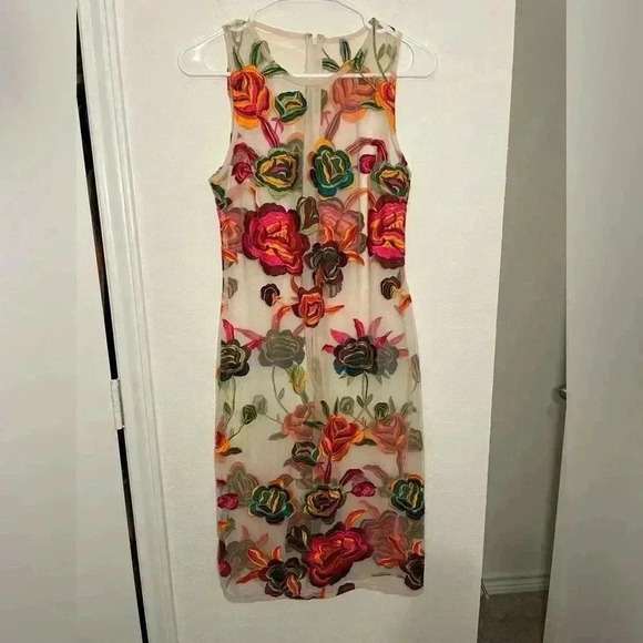 Alexia Admor Dresses & Skirts - Alexia Admor Palmer Sheath Floral Embroidered Transparent Dress Size Medium